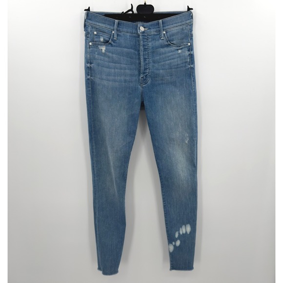 MOTHER Denim - MOTHER The Stunner Ankle Fray Jeans Graffiti Girl Distressed Bleached Size 28‎